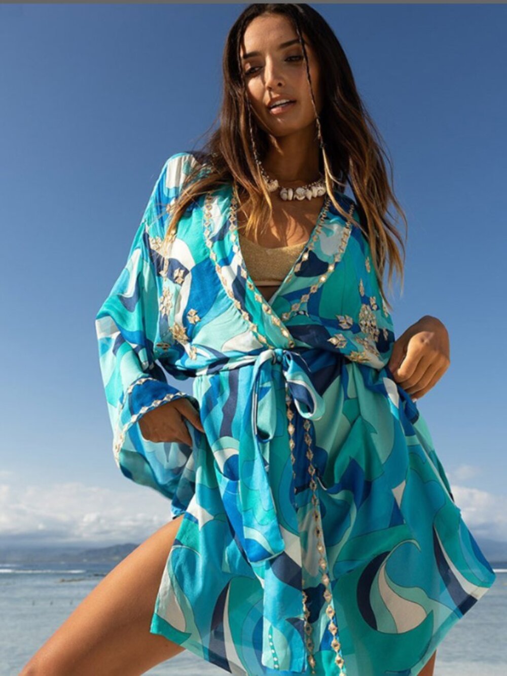 NEW MISS JUNE Nova Viscose SHORT KIMONO One size fits MOST 268 4J1